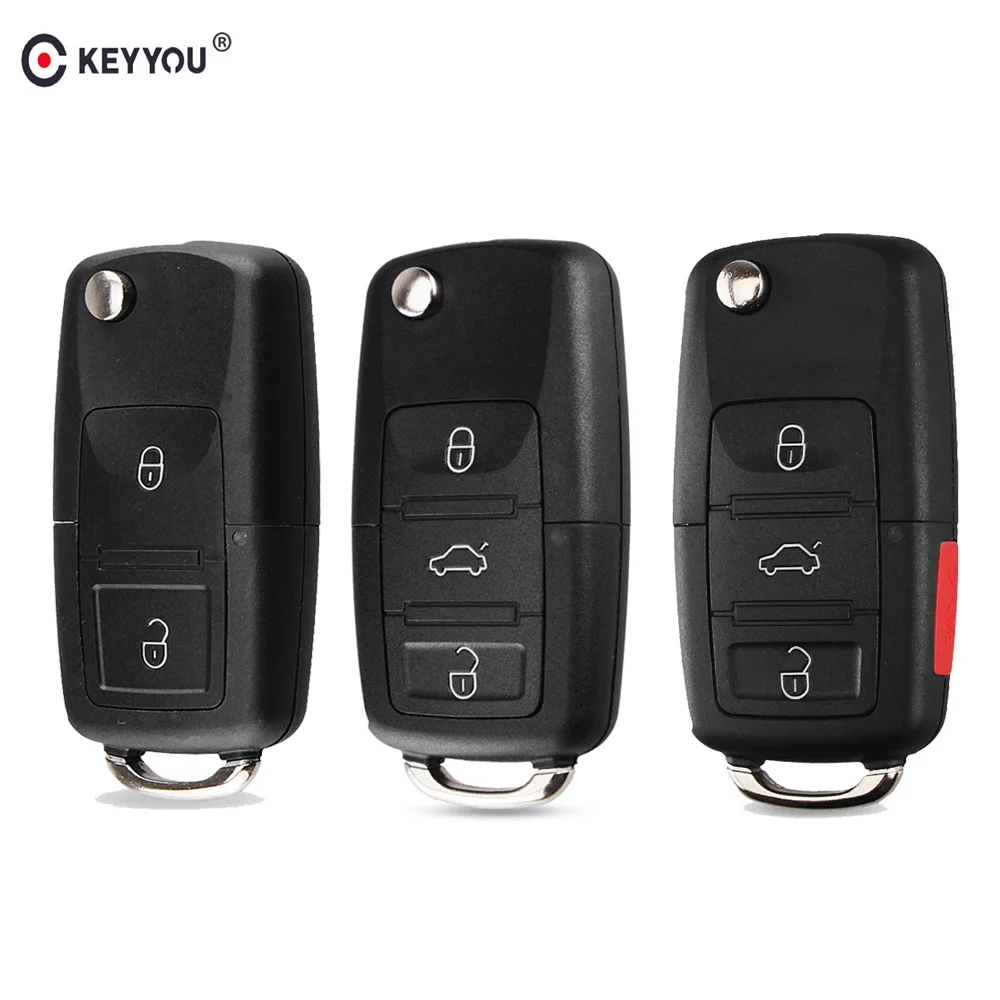 Фото Раскладной чехол KEYYOU для автомобильного ключа-пульта для VW polo passat b5 B6 Tiguan Golf 4 5 Seat Skoda HU66 Blade №1