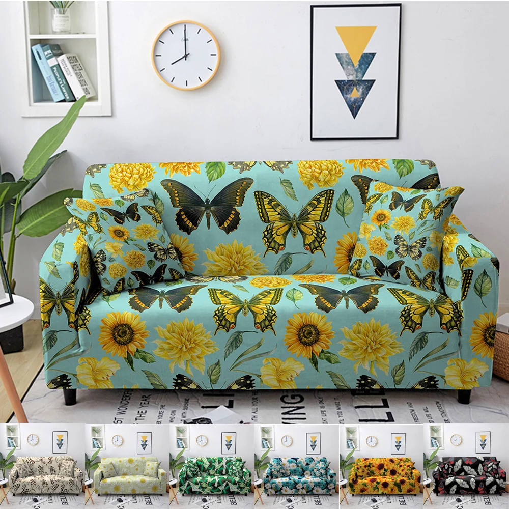 

Butterfly Elastic Sofa Cover Couch Cover Flower Stretch Slipcover Sectional Sofa Cover Slipcover Sofa Covers Furniture Protector
