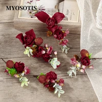 red artificial flower with fruit headpieces brides hair pins clips for party women headbands bridal jewelry wedding accessories