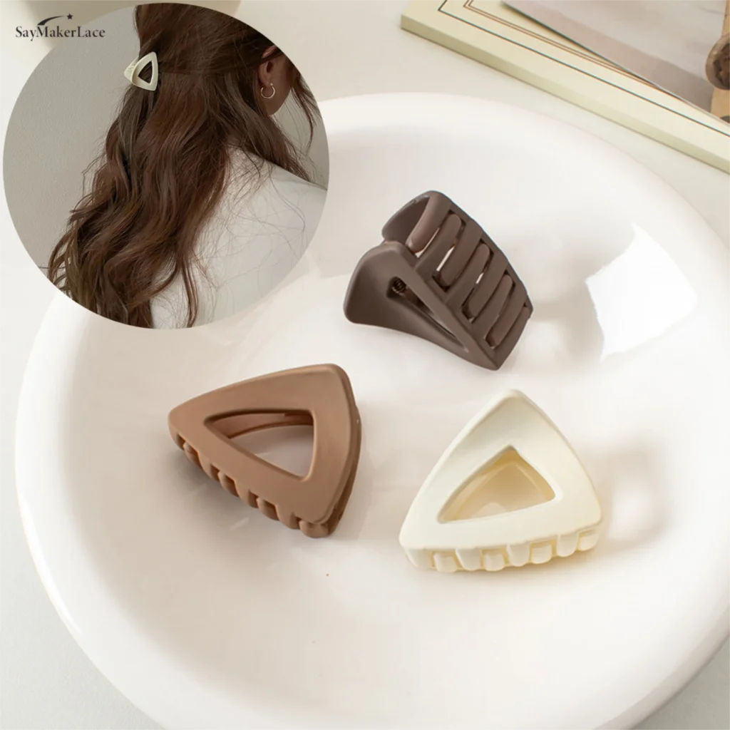 

New Milk Coffee Triangle Hairpin Female High Ponytail Clip Small Back Head Clip Headdress Gift Elegant Hair Accessories