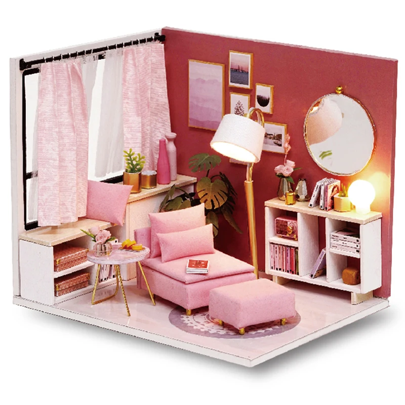 cutebee diy house miniature with furniture led music dust cover model building blocks toys for children casa de boneca free global shipping