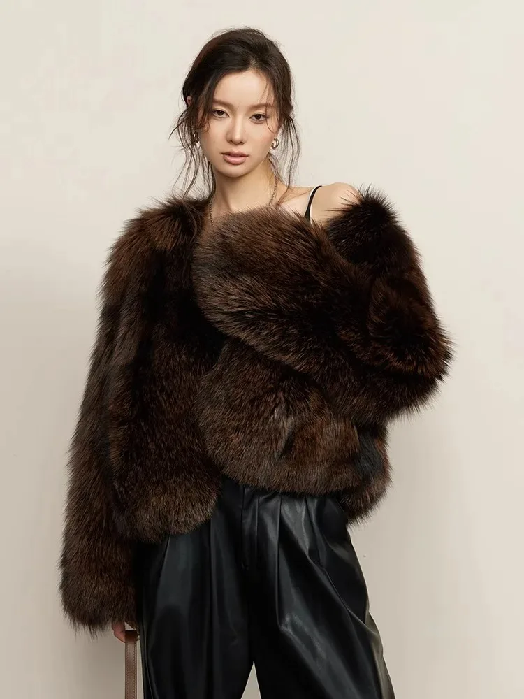 Лидер продаж модная новая шуба из натурального меха енота высокое качество