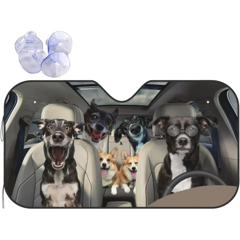 

Car Windshield Sun Shade Accessories Truck SUV Resistant Sun Foldable In Easy To Carry Dogs Driving Small Car Accessories