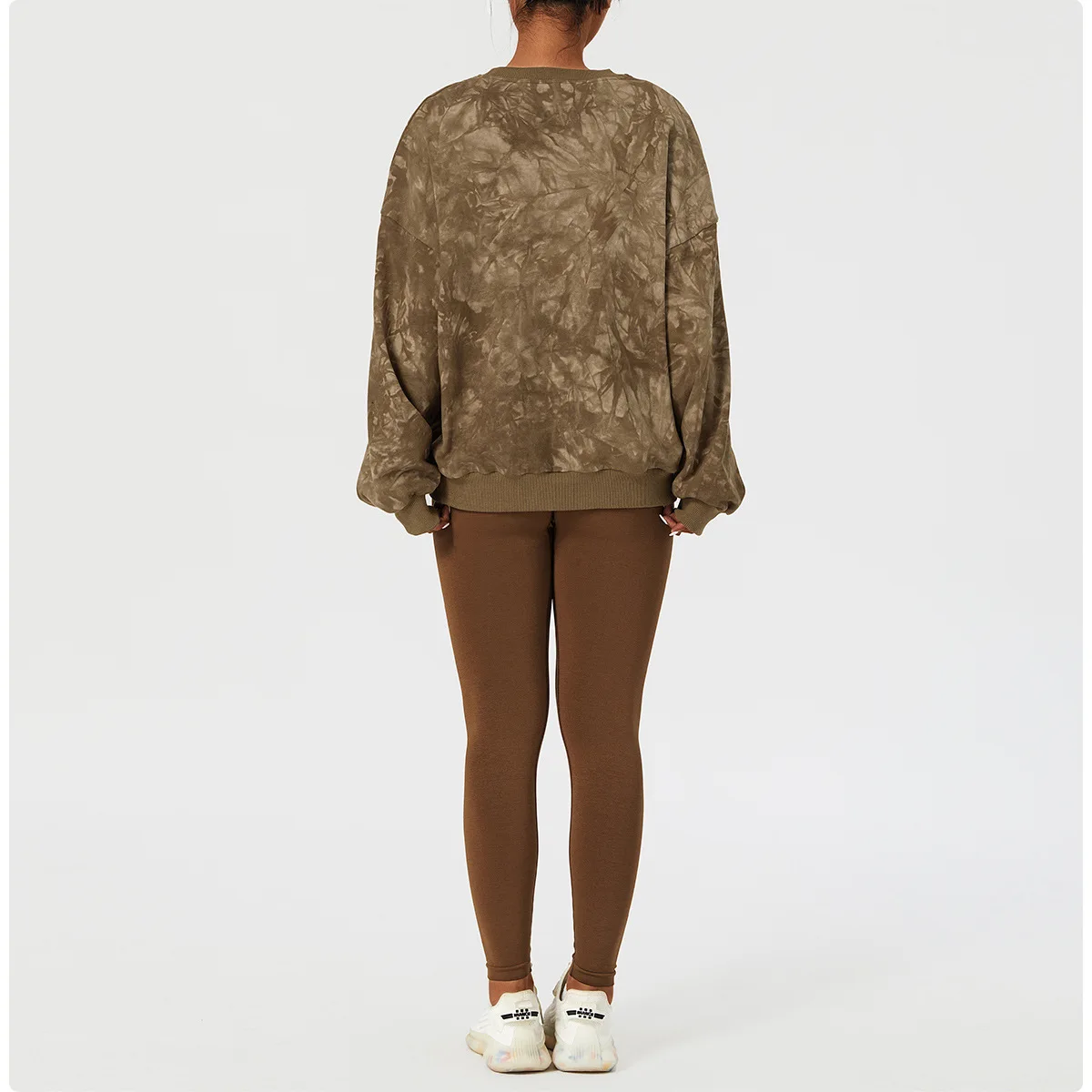 Wyplosz Solid Yoga Long Shirt Exercise Workout Running Fitness Sexy Items Gym Winter Loose Bandage Tie-dyed Sweater Loose Casual