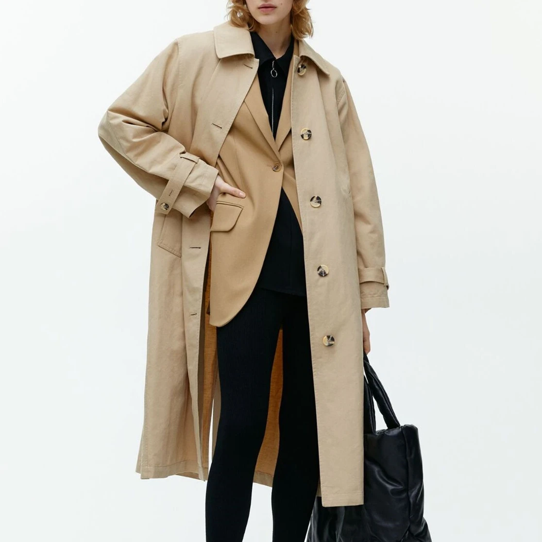 Simple fashion Women's Cotton-Blend Trench Coat 2022 new Turn-Down Collar Loose Single Breasted Female Mid-length Windbreaker