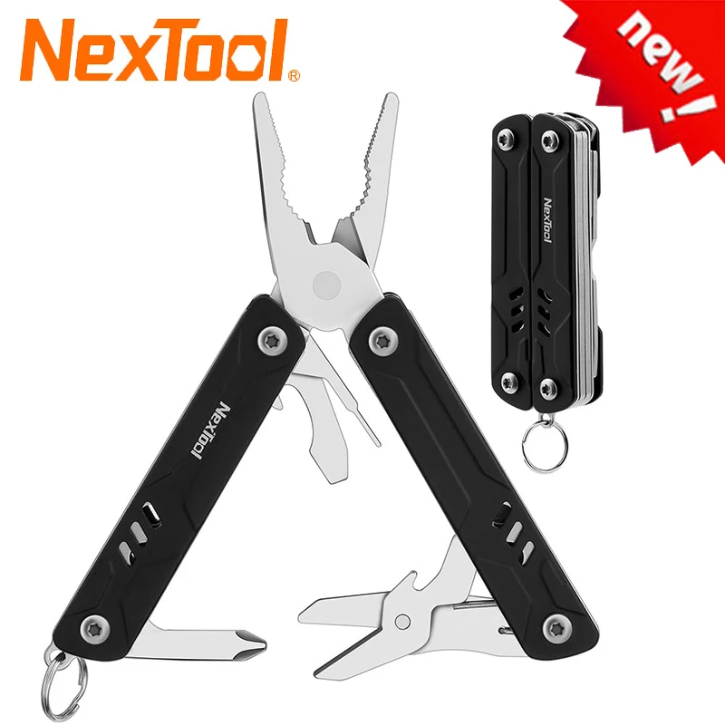 Миниатюрные пассатижи NexTool Lite 10 в 1 беслопастной Мультитул ножницы отвертка