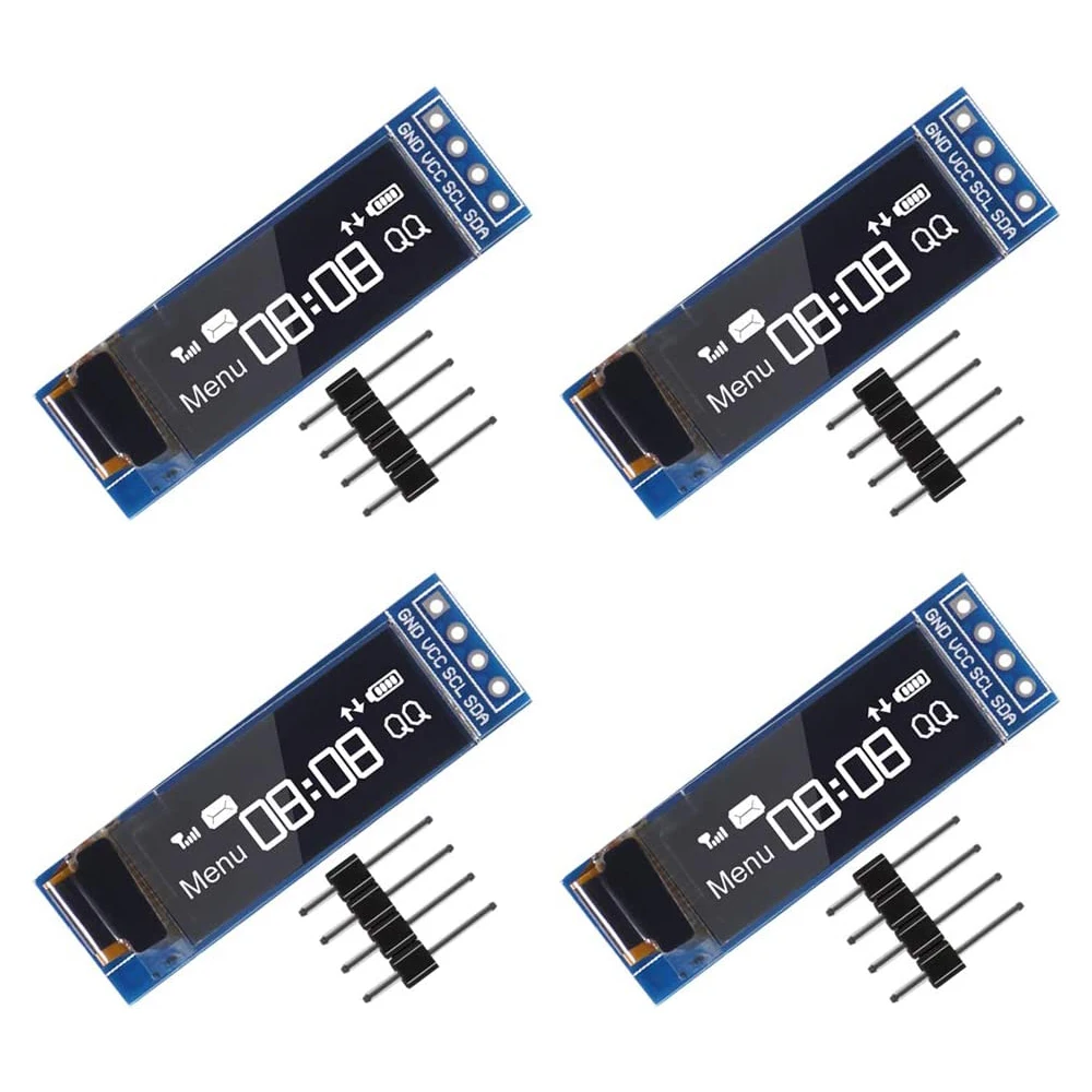 Модуль органического светодиода I2C, 0,91 дюйма, I2C SSD1306, модуль органического светодиода, белый драйвер органического светодиода I2C, постоянный ток 3,3 В ~ 5 В для Arduino, 4 шт.