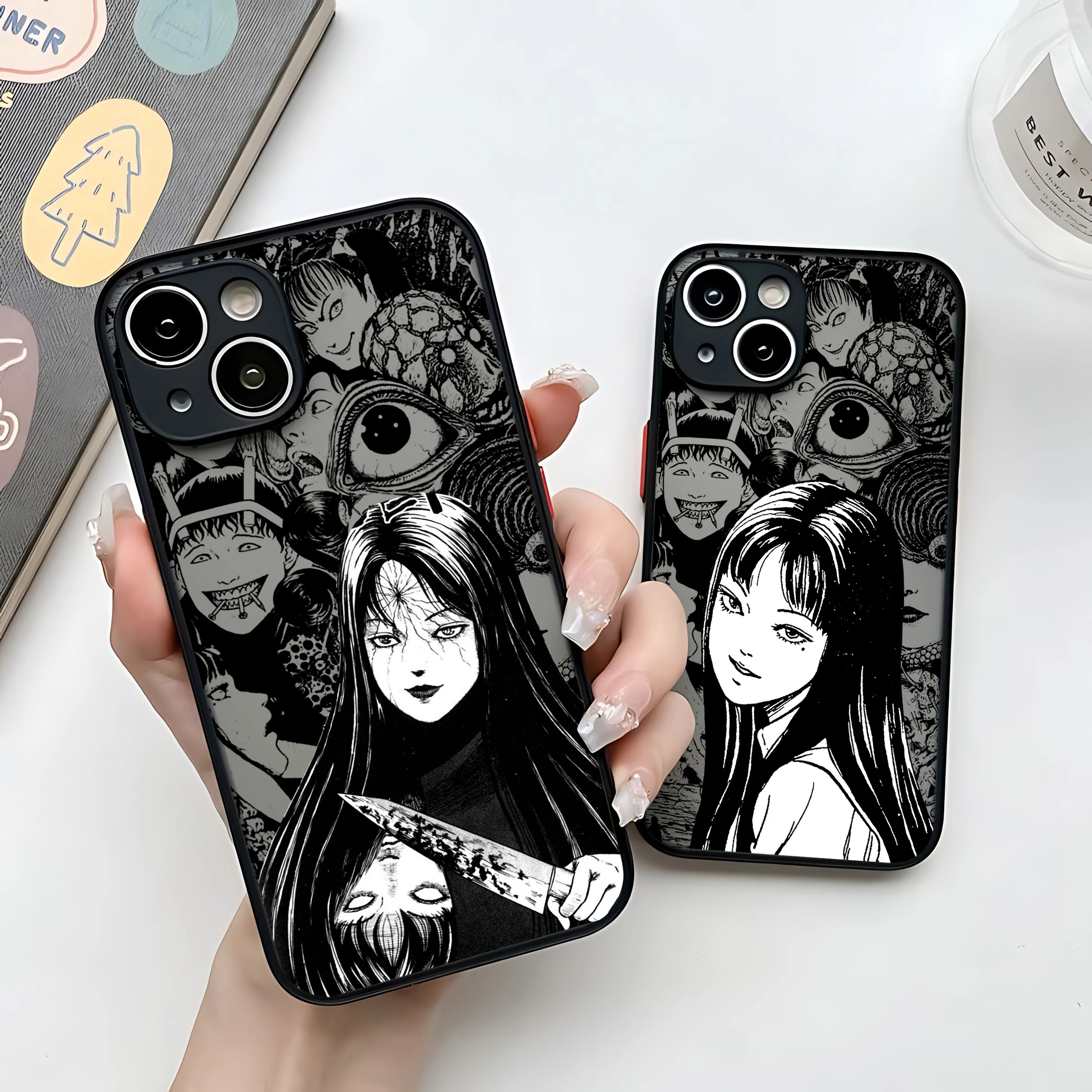 Черный чехол для телефона с комиксами Junji Itos Tomies iPhone 15 14 13 12 11 Mini Pro Max XR XSMax 7 8 Plus