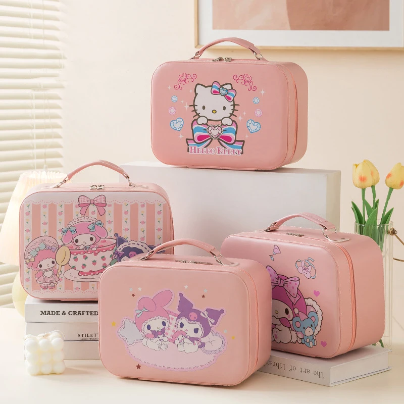 

Kawaii Sanrio, Hello Kitty Kuromi искусственный макияж путешествия большое сердце для девочек милый мультфильм My Melody Коробка Для Хранения Портативные игрушки для детей