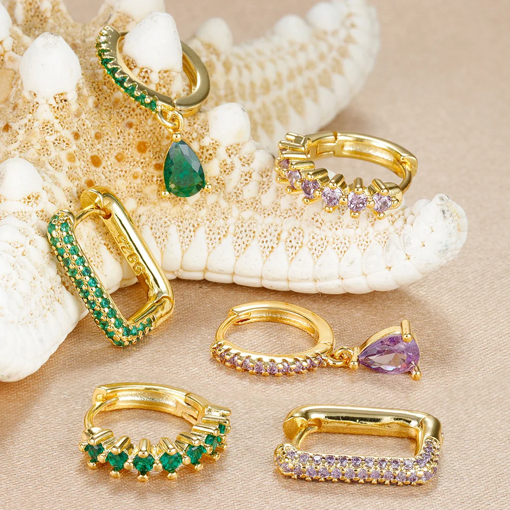 3 шт. Разноцветные серьги персонализированные циркониевые U-образные