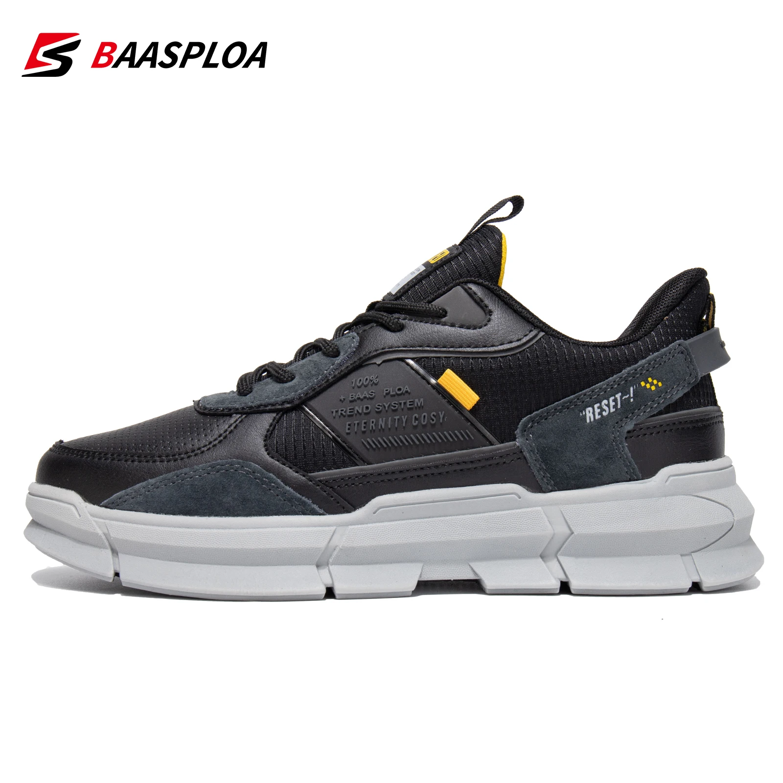 

Baasploa Men Lightweight Casual Sneaker Leather Male Sneakers Outdoor Walking Shoes Comfortable Fashion Tenis Shoe