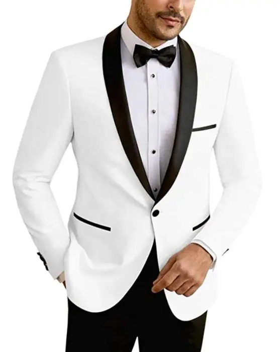 Latest Coat Pants Designs Men Suits For Wedding White Jacket Black Pants Slim Fit Groom Tuxedo Best Man Male Suits Custome Homme