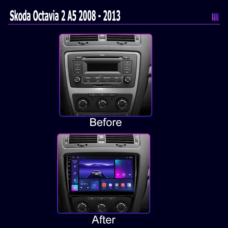 Автомобильное радио roadivox Android для Skoda Octavia 2 A5 2008-2013 GPS-навигация видеоэкран