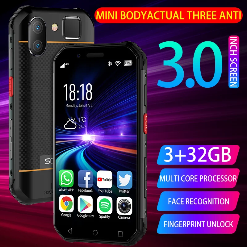 SOYES S10 Waterproof Mini Smartphone Walkie talkie NFC 3GB 32GB 64GB 4G LTE 3'' Fingerprint 5MP Rugged Small Phone PK Melrose XS