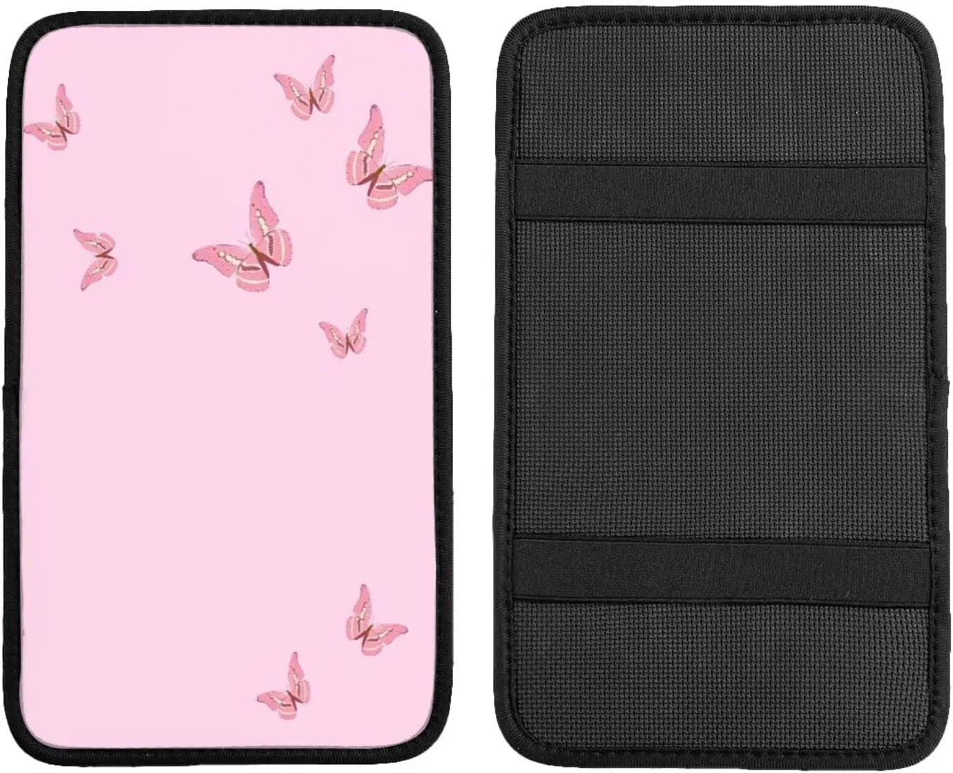 

Auto Center Console Pad Pink Butterflies Print, Universal Fit Soft Comfort Car Armrest Cover, Fit for Most Sedans, SUV, Truck Ca
