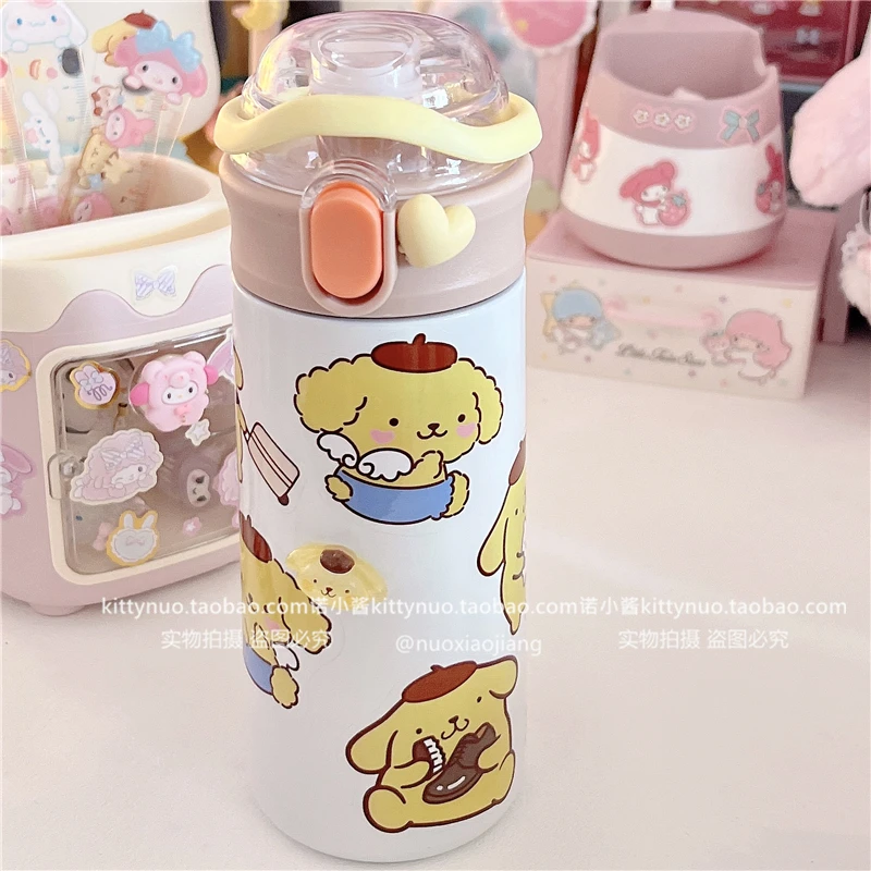 Розовый Sanrioed Kawaii мультяшный стикер соломенная бомба крышка термос чашка My Melody