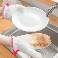1pc microfiber dishwashing glove non dip oil kitchen gadgets non slip cleaning hanging magic gloves waterproof bamboo fiber