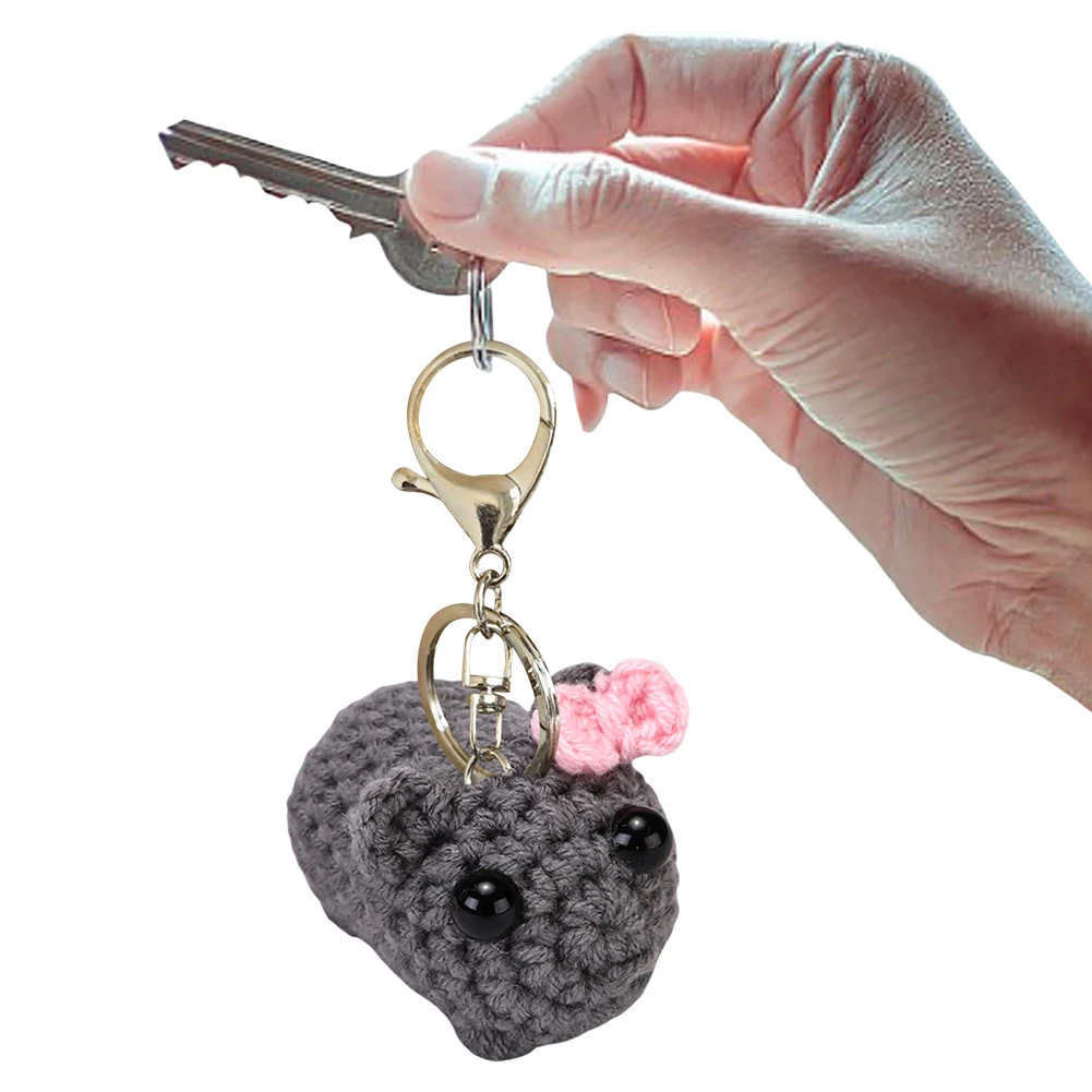 Грустный хомяк плюшевый брелок милая вязаная кукла кулон крючком игрушка в виде
