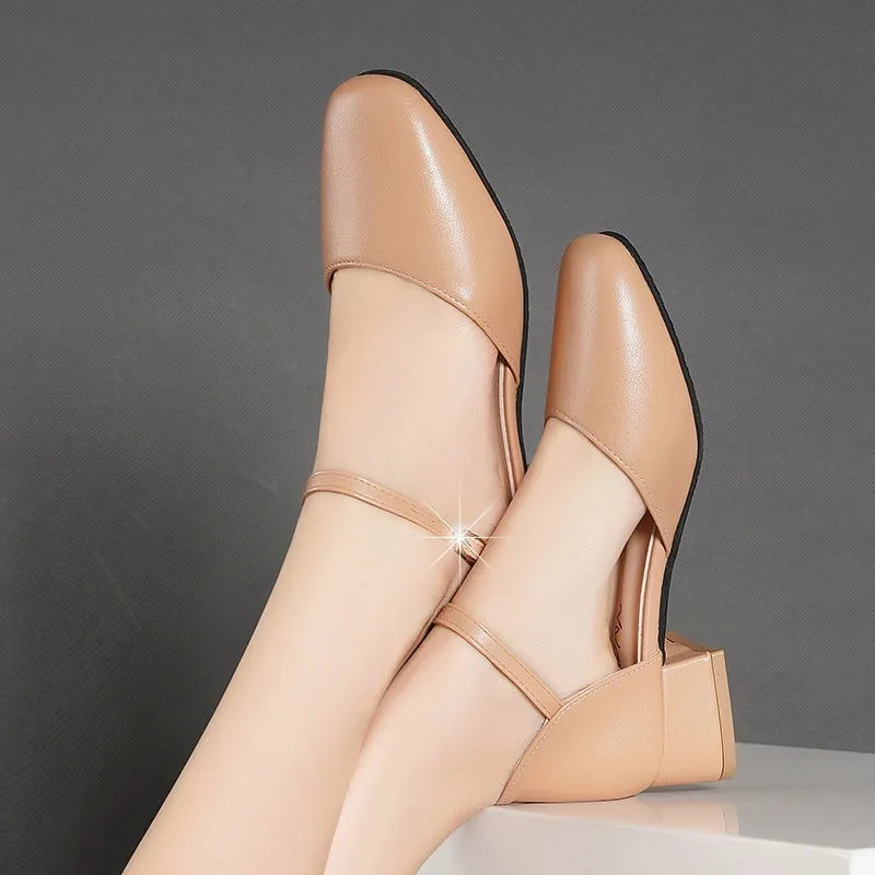 

Shoes Female 2023 Summer Women's Pumps Comfortable Shallow Office Ladies Shoes Fashion Square Toe Chunky Heels Zapatos De Mujer
