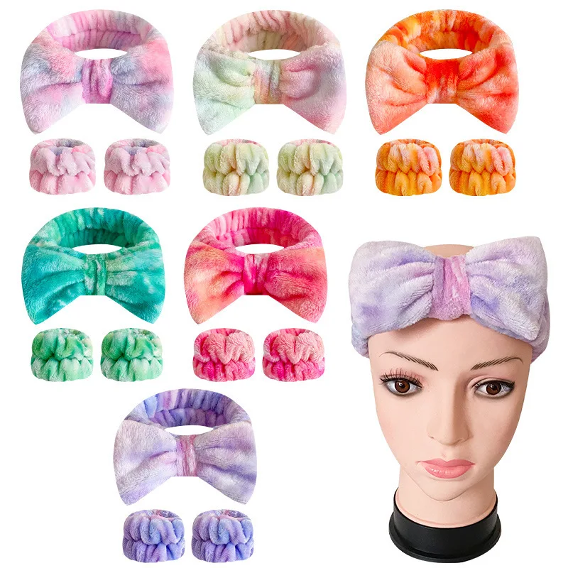 

Модная Флисовая Повязка на голову с принтом 2023, повязка на запястье, полотенца для мытья лица, спа-браслет, женский головной Убор