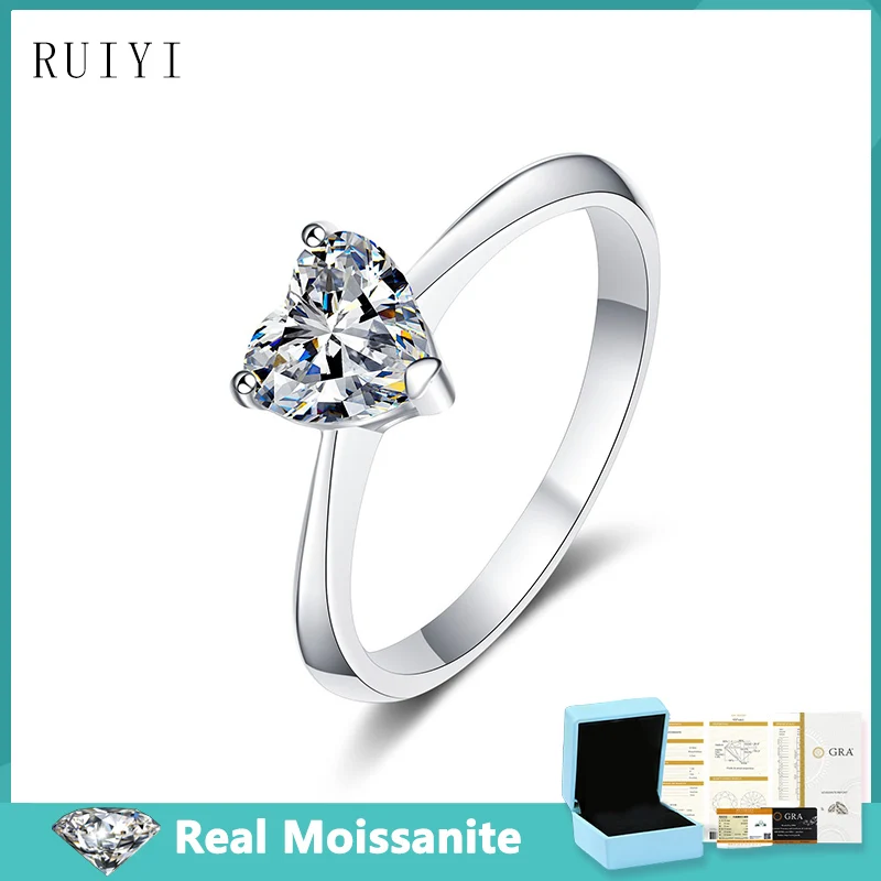 Женское кольцо с бриллиантом 1-2 карата из серебра 925 пробы