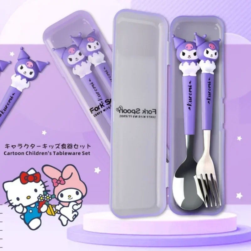 Sanrio Hello Kitty посуда мультфильм аниме милый Cinnamoroll Kuromi My Melody Pom Purin детская вилка
