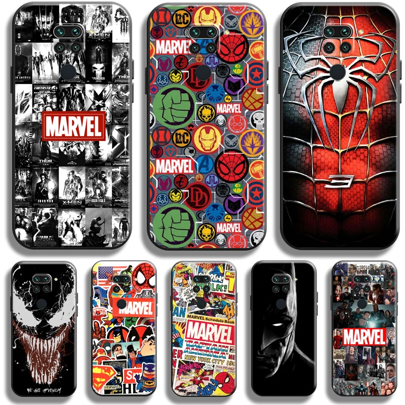 

Marvel Avengers For Xiaomi Redmi Note 9 9 Pro 9T 5G Phone Case Carcasa Black Coque Silicone Cover Liquid Silicon Funda Back