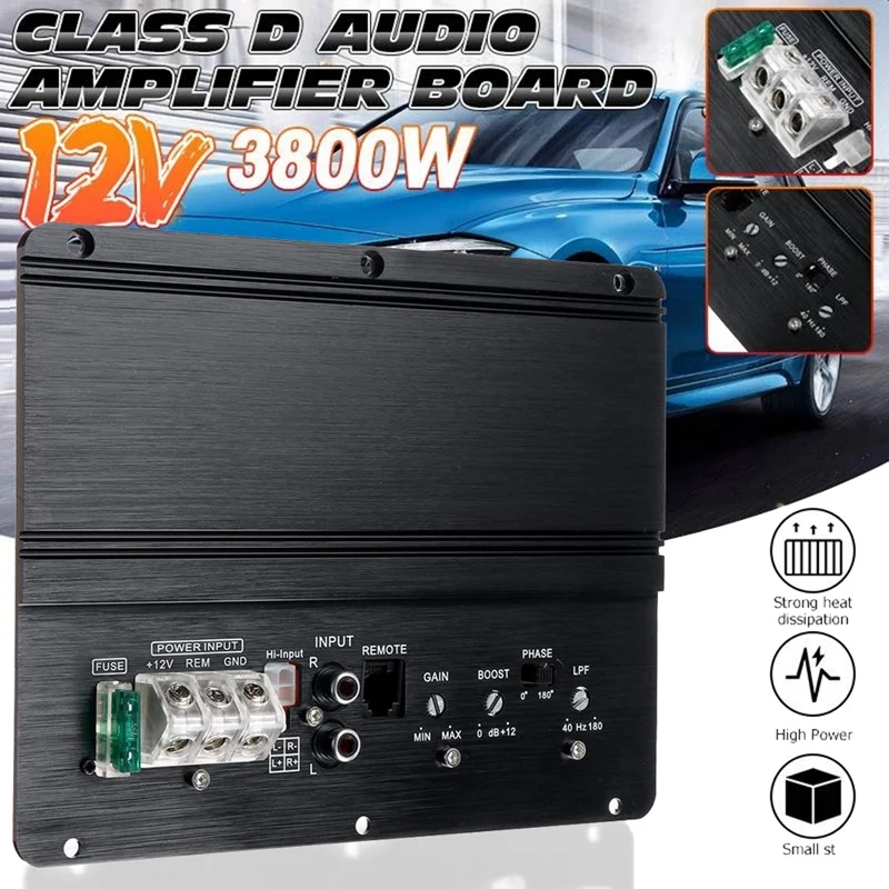 

3800W Car Stereo Amplifier HIFI Auto Bass Speaker 2 Channel Amp Audio Amplifier Car Surround Sound Speaker Subwoofer