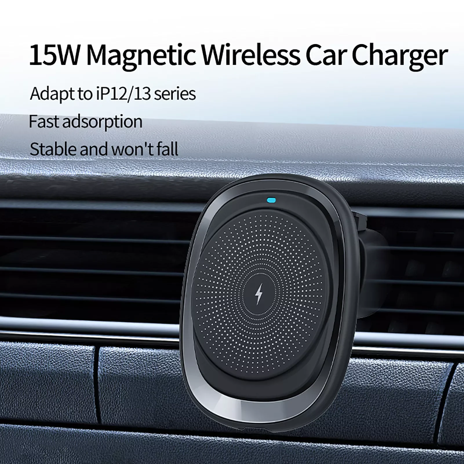 

15w Wireless Car Charger Fast Charging Portable Air Vent Mount Holder with Cable Type-c Output Port