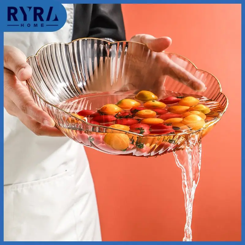 

Plastic Fruit Plate Multifunctional Storage Basket Easy Cleaning Light Luxury Tableware Storage Tray Kitchen Accessories