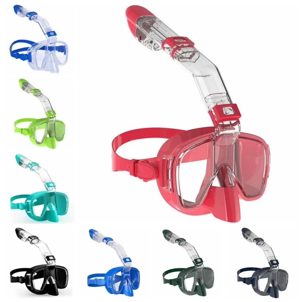 

Anti-Fog Diving Masks Integrated Breathing Tube Liquid Silicone Half Face Diving Mask Adjustable Eyewear Strap Waterproof