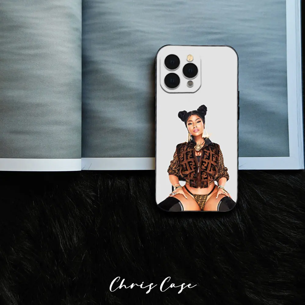 Phone Case For iPhone 12 11 13 14 15 16 Max Pro Plus Black Soft Silicone Cover Singer Nicki M-Minaj