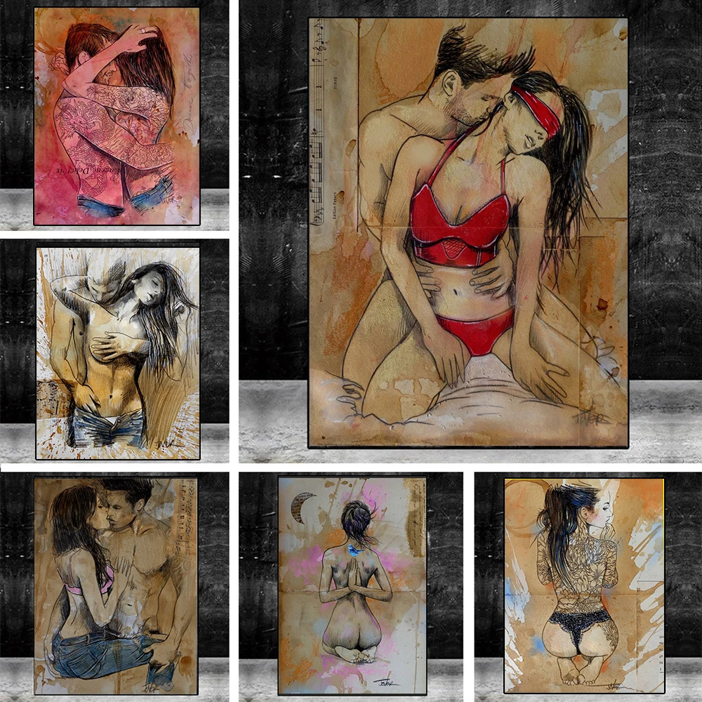 

Sexy Nude Women Art Canvas Painting Body Figure Posters Tattoo Sketch Prints Wall Art Pictures Cuadros for Living Room Decor