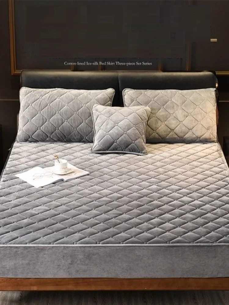 

Плюшевый утолщенный стеганый наматрасник, теплый и мягкий стеганый наматрасник из хрустального хлопка, наволочка в комплект не входит