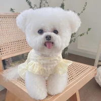 spring and summer new korean style flying sleeve thin dress teddy bichon dog cat sun protection clothing