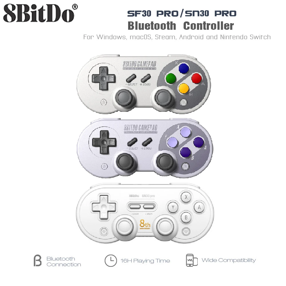 

8BitDo SF30 Pro SN30 Pro Wireless Bluetooth Gamepad Controller for Windows Android macOS Nintendo Switch Steam with Joystick