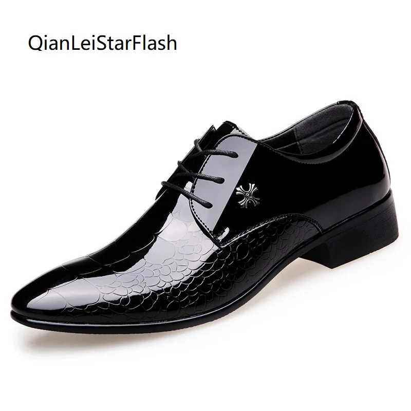 

Luxury Patent Leather Wedding Shoes Newest Italian Oxford Shoes For Men Pointed Toe Dress Shoes Classic Derbies Large Size