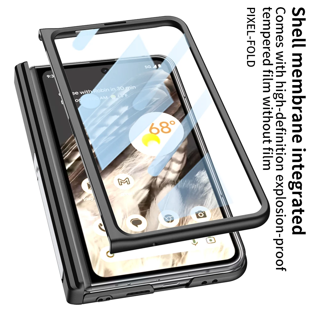 For Google Pixel Fold Case Magnetic Hinge Leather Shockproof 360 Full-Body Protector Kickstand Phone Cover For Pixel Fold Coque