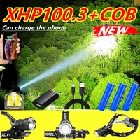 1000000lm xhp100 3 powerful lantern headlamp xhp90 3 led usb flashlight xhp70 headlight rechargeable18650 zoom head torch light