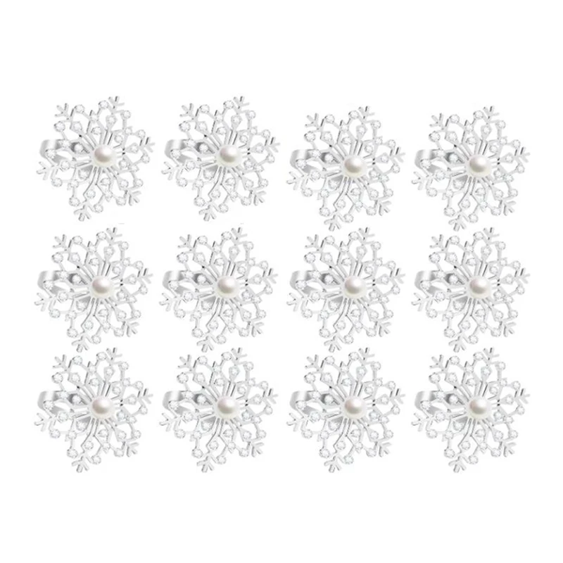 

12 шт., кольца для салфеток в виде снежинок