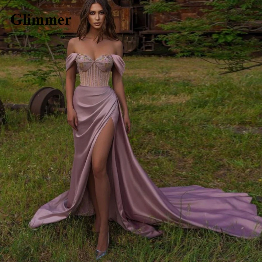 

Glimmer Sexy Elegant Evening Dresses Satin Formal Prom Gowns Custom Made Special Occasion Vestidos De Fiesta Noche Robe Soiree