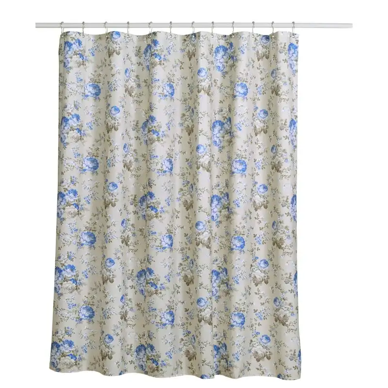 

Curtains with Hooks - Linen Textured Waterproof Curtain 10 Easy-slide Hooks - Beige Floral - Size 72 x 72 Ethiopian ባህላዊ