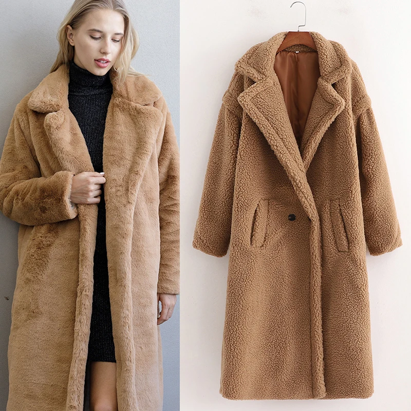 New Elegant Long Winter Faux Fur Coat Women Fashion Plush Fur Coats Loose High Quality Female Thick Warm Winter Fur Overcoat