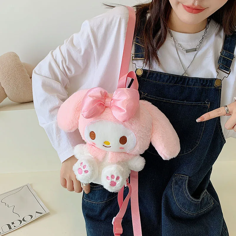 

New Sanrio Cartoon Anime Melody Plush Toy Cute Pink Soft Stuffed Animal Pillow Children's Backpack Collection Girl Birthday Gift