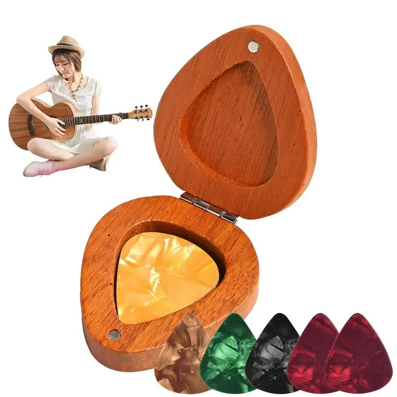 

Guitar Pick Holder Guitar Pick Container Wooden Collector Storage Box Smooth And Creative Guitar Pick Display Box For Acoustic