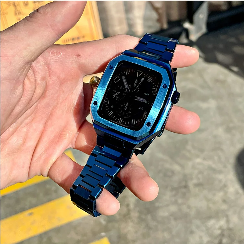 45mm For Apple Watch 7 SE 6 5 4 watchcase+watchband+ tool Stainless Steel Set Bands 44mm 42mm with Protective Cover For iwatch 7