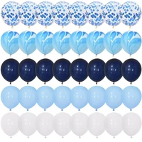 40pcs blue agate marble balloons set with metallic confetti balloon wedding baby shower graduation birthday party decorations
