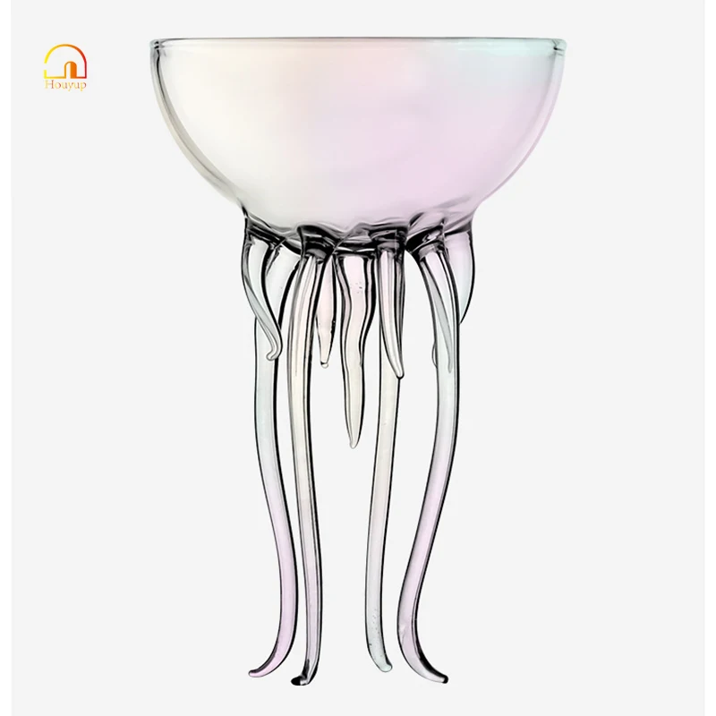 

HOUYUP 150ML Creative Cocktail Glass Transparent Jellyfish Cup Juice Tall Glass Round Wine Champagne Drink Glassware
