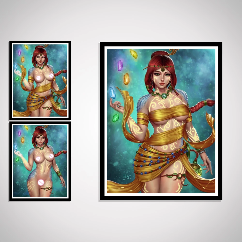 

Nu Wa Cartoon Anime Smite Sexy Nude Girl Art-Poster Picture Decor For Living Room Custom Home Decoration Prints Silk Wall