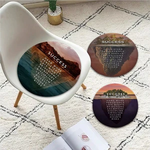 Success Island Letter Motivational Quote Round Seat Cushion Office Dining Stool Pad Sponge Sofa Mat Non-Slip Cushions Home Decor
